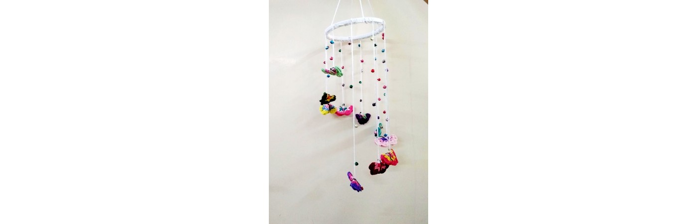 Happy Threads Butterfly Design Crochet Wind Chimes for Home